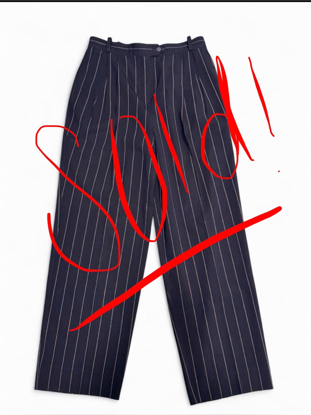 Vintage Escada by Margaretha Ley - Tailored Navy Pinstripe Wide-Leg Pants